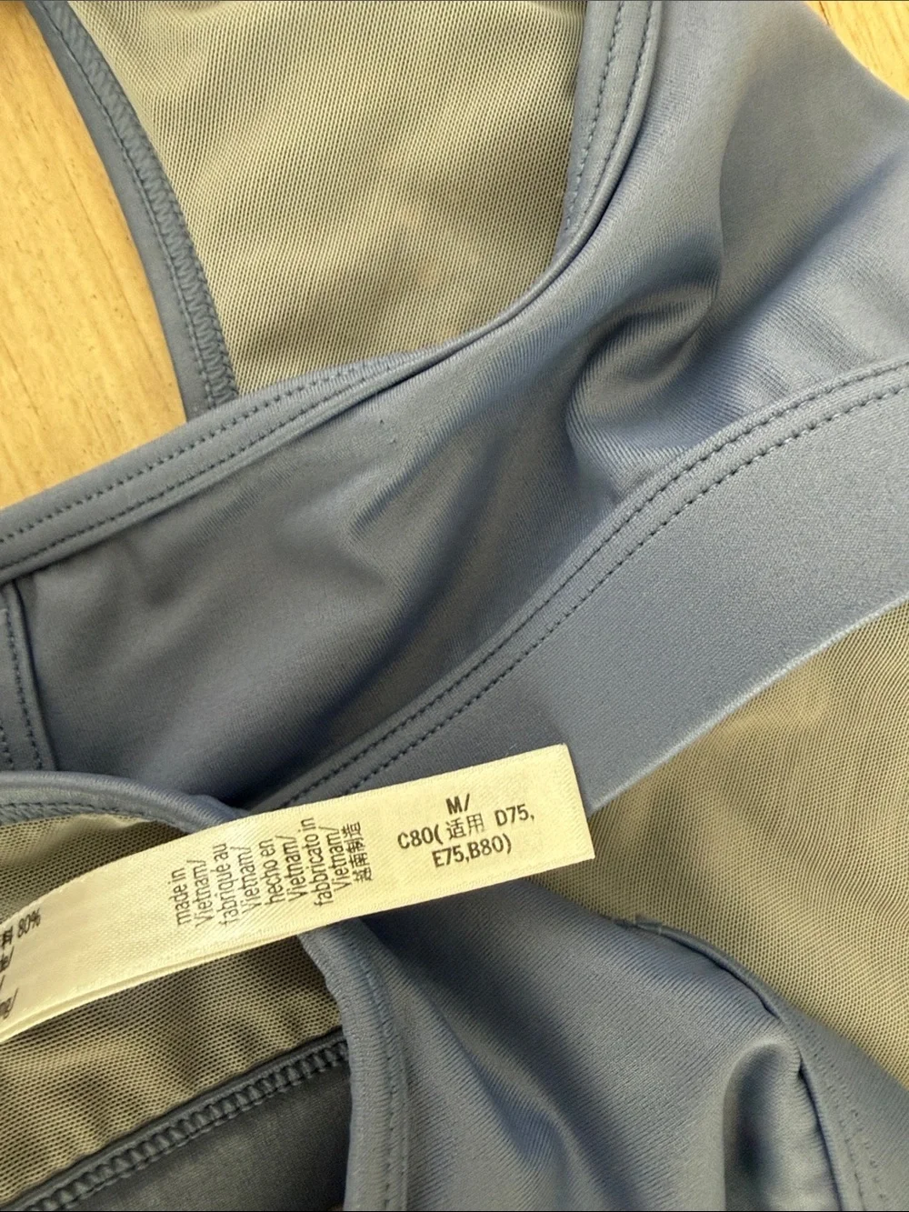 Women’s Laser-Cut Strappy Bralette - Gray & Blue